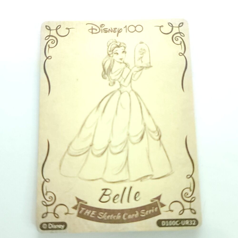 Belle With Rose Card Fun Wood Sketch Card Disney 100 Anniversary Carnival UR 32